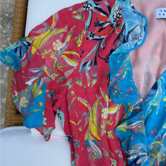 Tanya Taylor Bianka Silk Faux Wrap Floral Print Ruffle Mini Dress Size 4 Women's - Picture 11 of 16